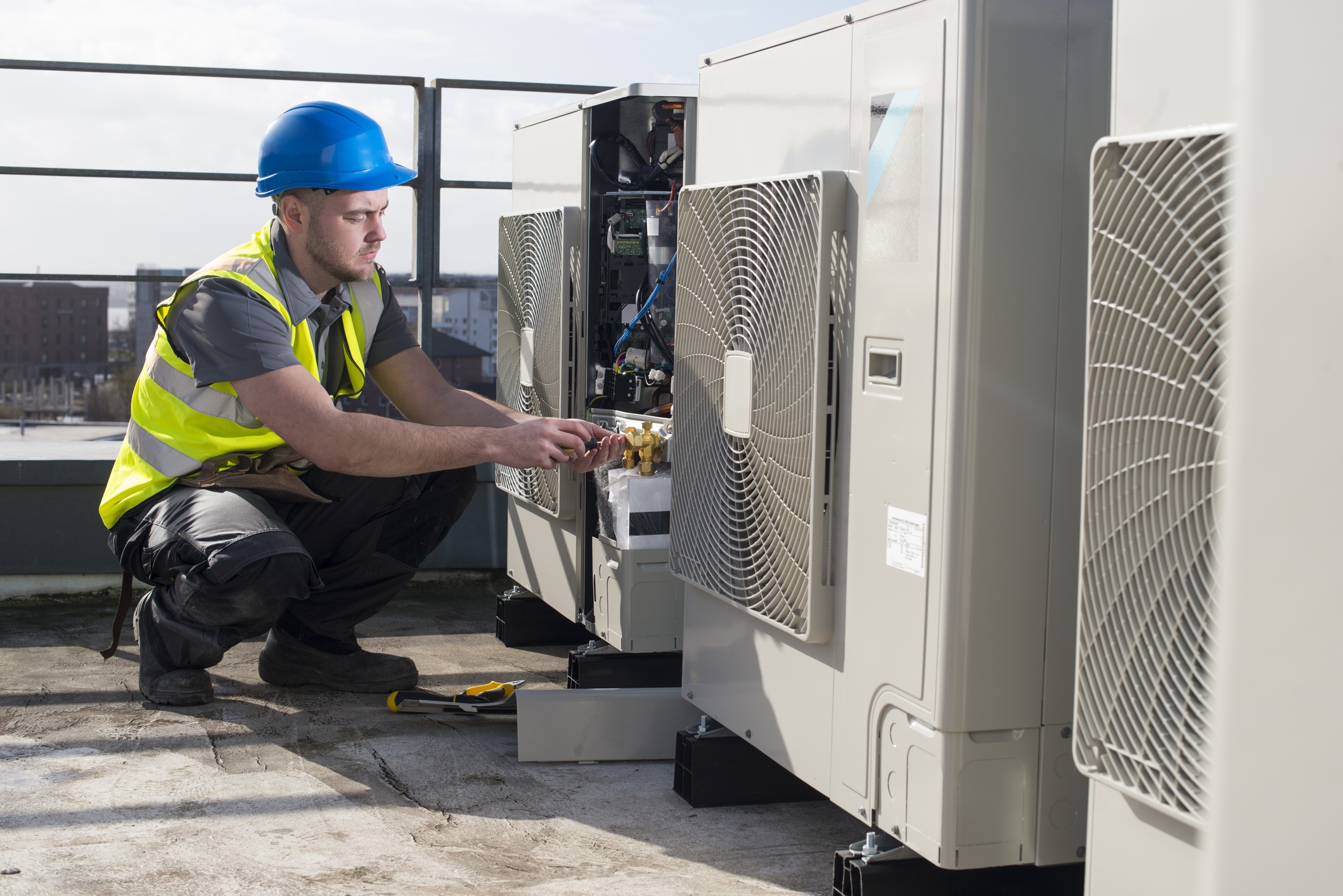 air conditioning installation on rooftop